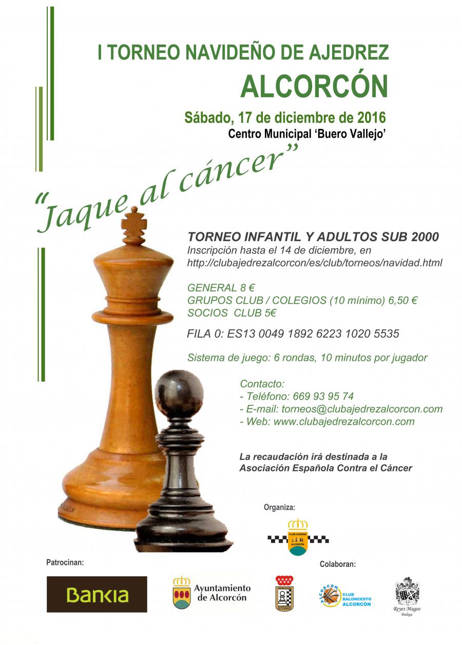 Más de 280 jugadores podrán dar ‘jaque al cáncer’ participando en el torneo de Navidad del Club Ajedrez #Alcorcón