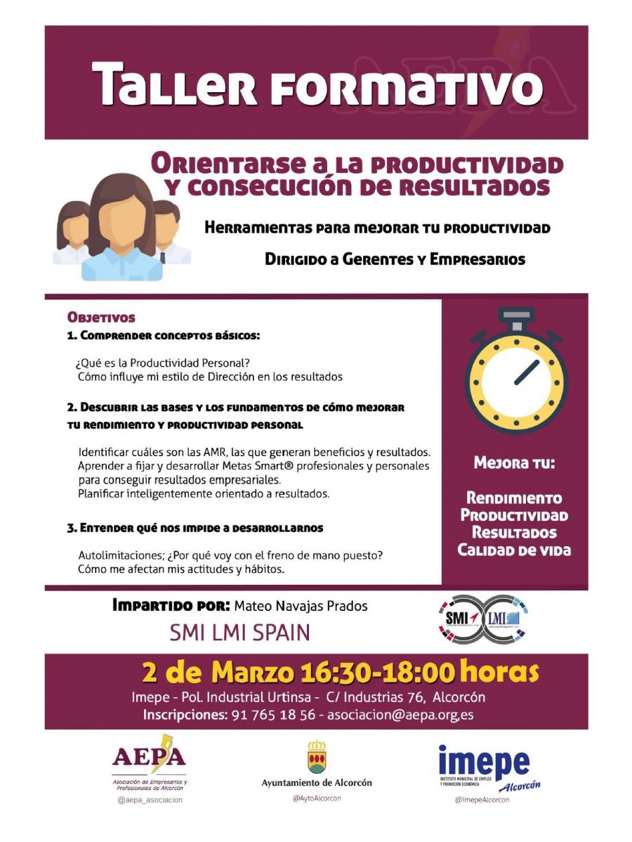 @AytoAlcorcon pone en marcha una jornada para empresarios, comerciantes y autónomos sobre Productividad Personal
