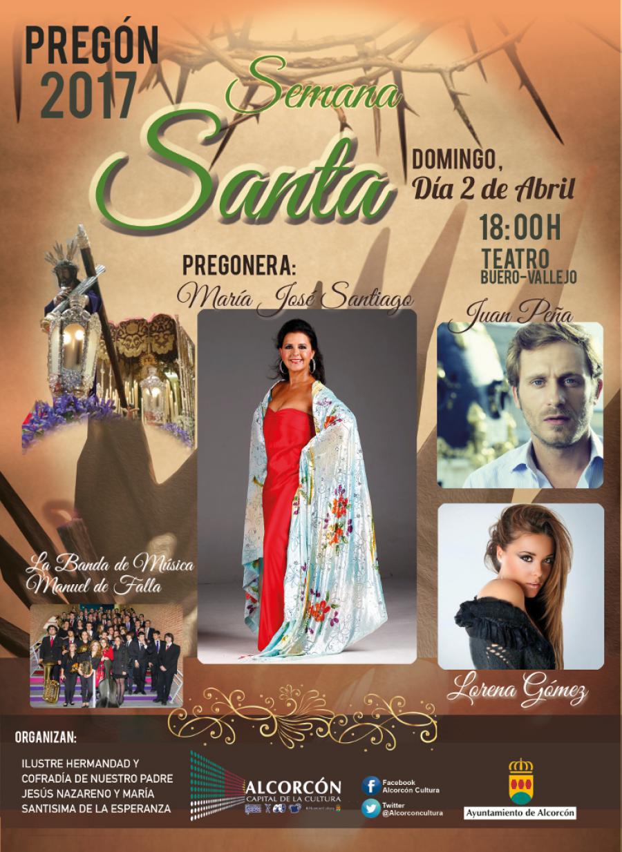 María José Santiago dará el XVIII pregón de Semana Santa, que contará también con las actuaciones de Juan Peña y Lorena Gómez