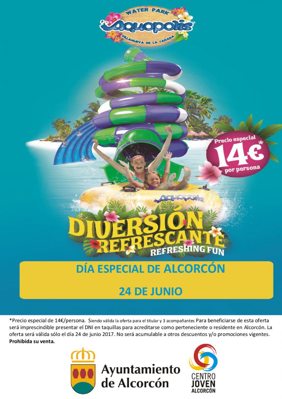 Los vecinos de #Alcorcón podrán disfrutar este sábado de precios especiales en el Aquopolis @JuventudAlcorco
