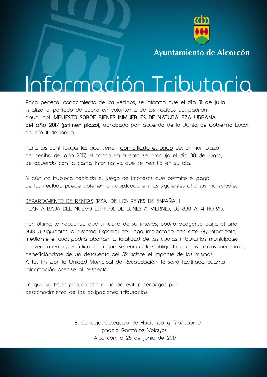 El próximo 31 de julio finaliza el periodo de cobro voluntario del IBI #Alcorcón