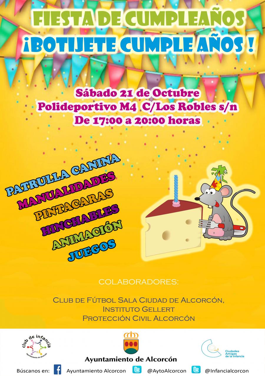 Los niños de #Alcorcón podrán celebrar un año más el cumpleaños de Botijete con una gran fiesta para la infancia