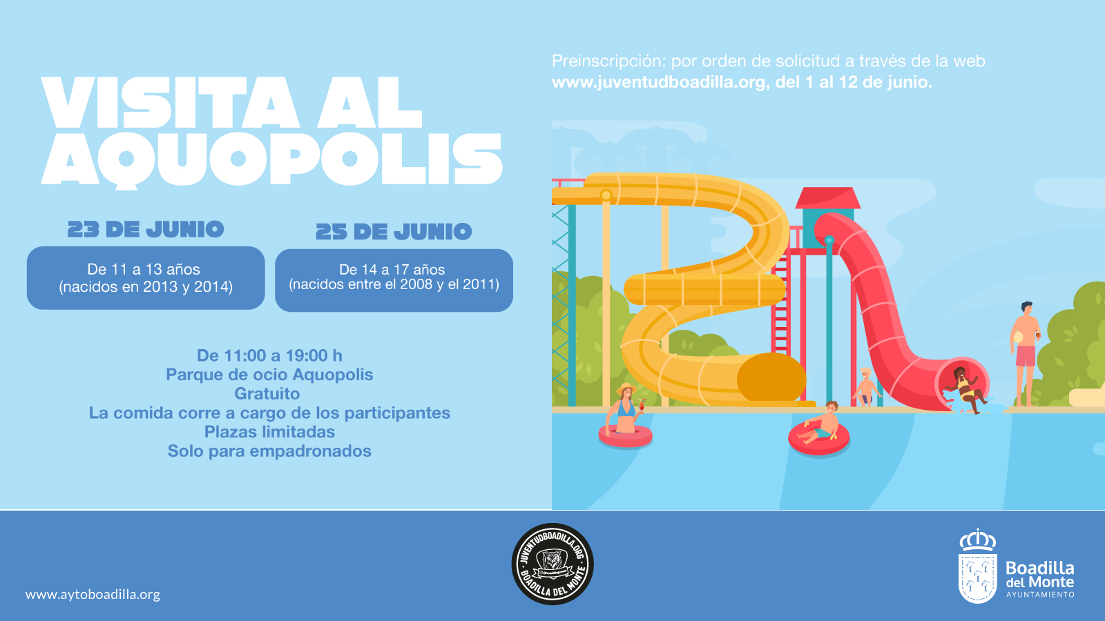 ABIERTA LA INSCRIPCIÓN PARA LAS SALIDAS A AQUÓPOLIS QUE ORGANIZA EL AYUNTAMIENTO LOS DÍAS 23 Y 25 DE JUNIO
