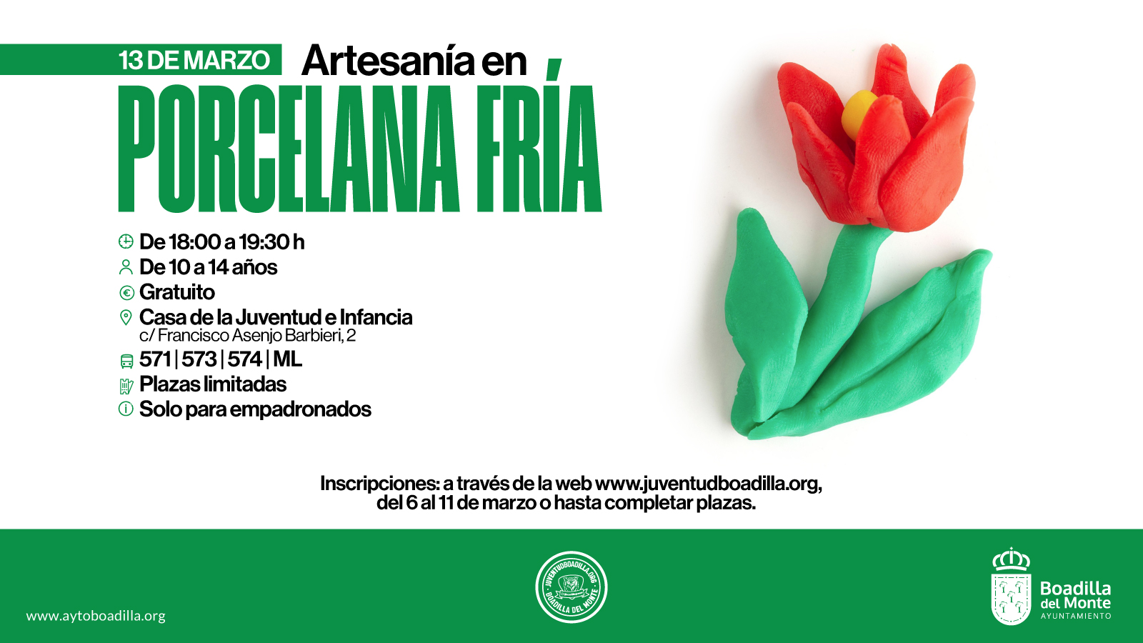 ABIERTA LA INSCRIPCIÓN PARA EL TALLER GRATUITO DE ARTESANÍA EN PORCELANA FRÍA