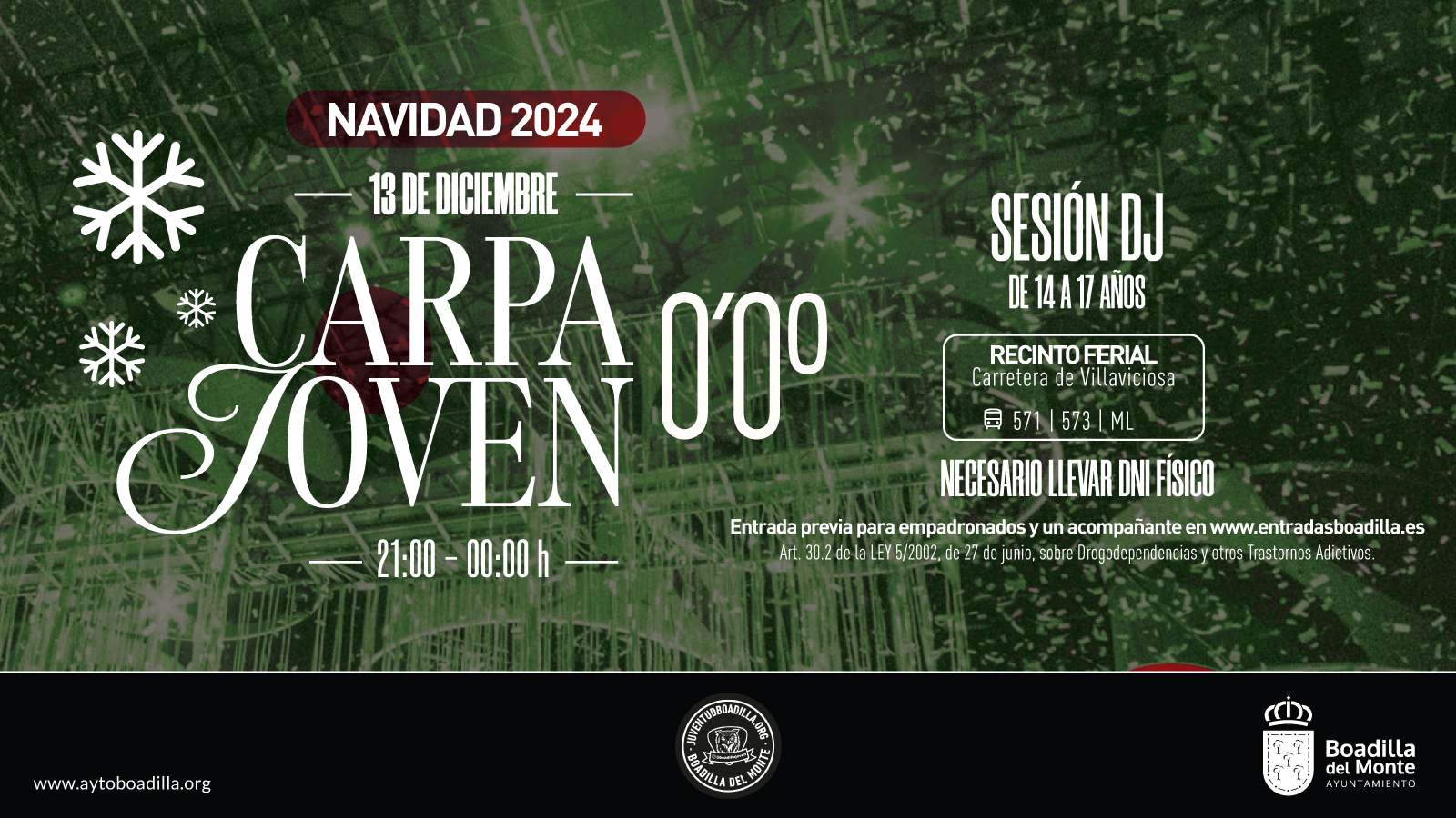 ABIERTA LA ADQUISICIÓN DE ENTRADAS PARA LA CARPA JOVEN DE NAVIDAD, EL PRÓXIMO DÍA 13