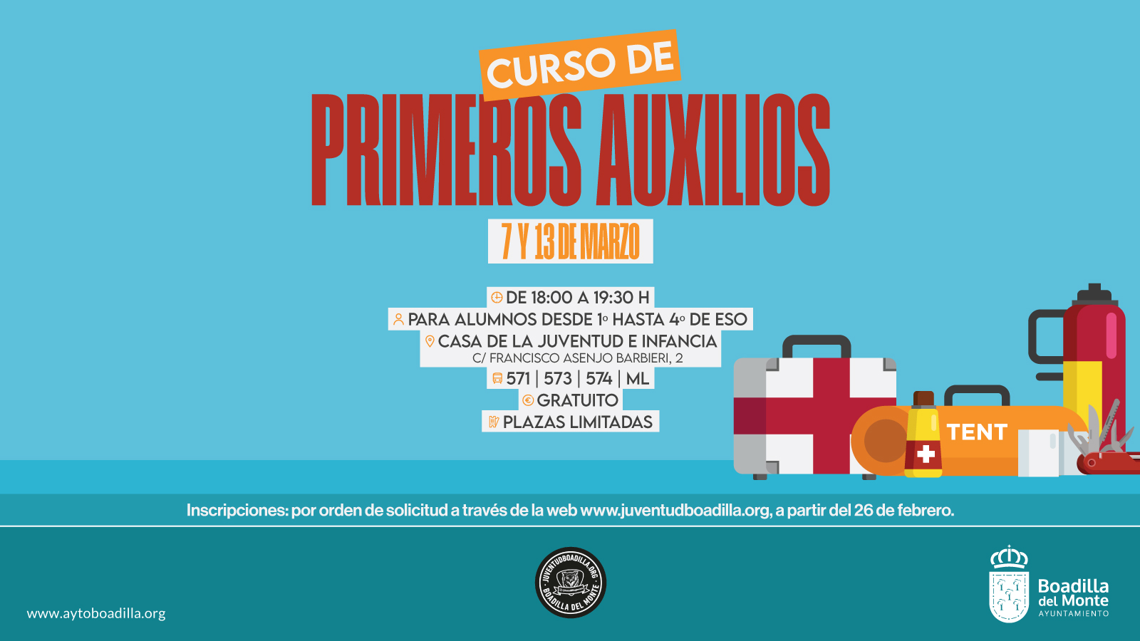 ABIERTA LA INSCRIPCIÓN PARA EL CURSO DE PRIMEROS AUXILIOS DIRIGIDO A ALUMNOS DE 1º A 4º DE ESO