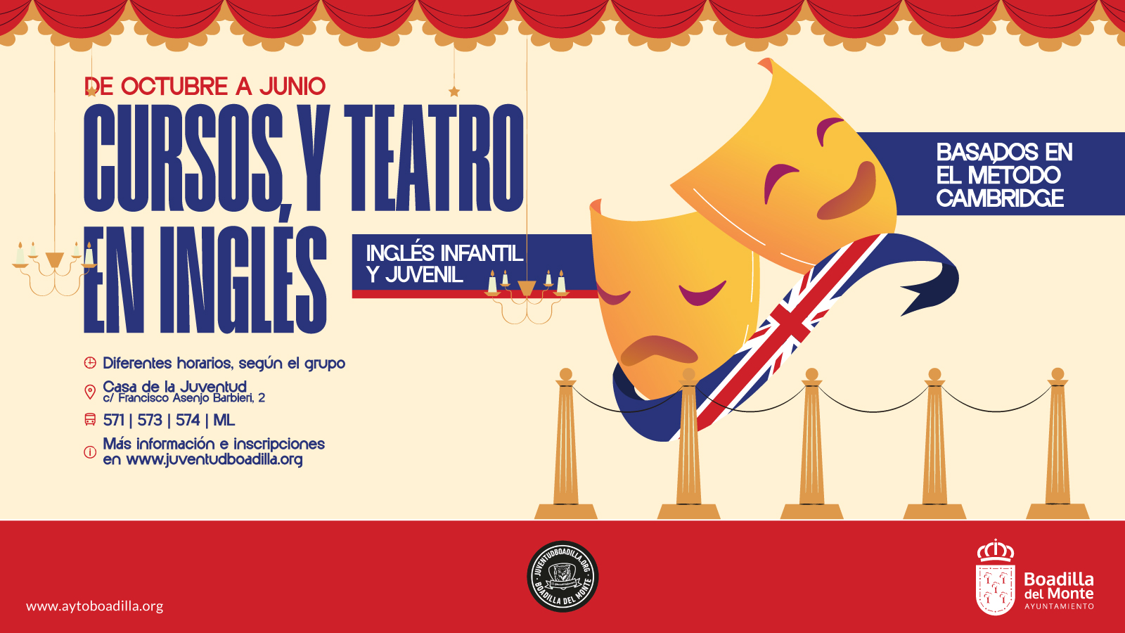 ABIERTO EL PLAZO DE INSCRIPCIÓN PARA LOS CURSOS Y TEATRO EN INGLÉS QUE OFRECE LA CASA DE LA JUVENTUD