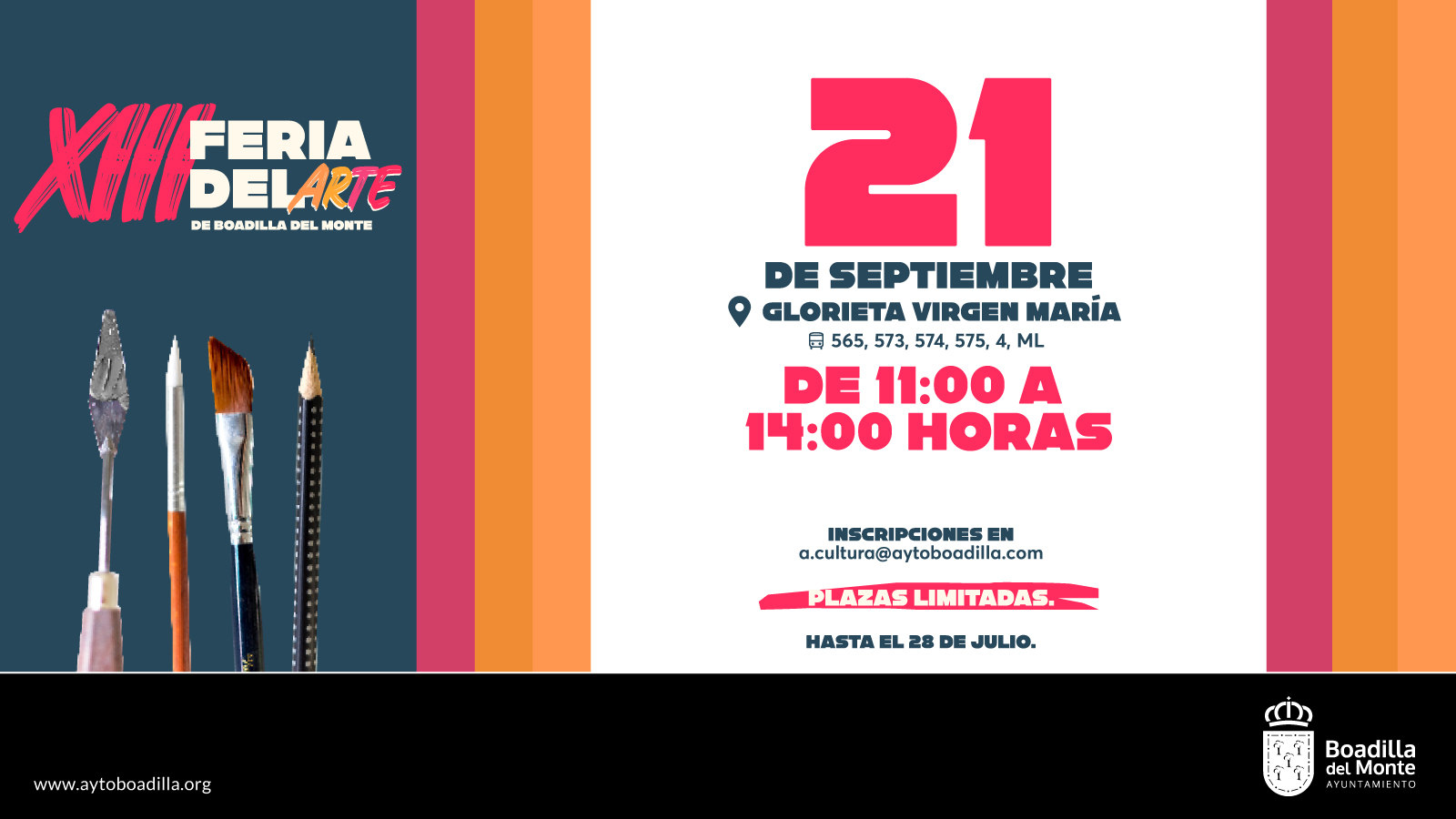 ABIERTO EL PLAZO DE INSCRIPCIÓN PARA PARTICIPAR EN LA FERIA DEL ARTE, QUE SE CELEBRARÁ EL 21 DE SEPTIEMBRE