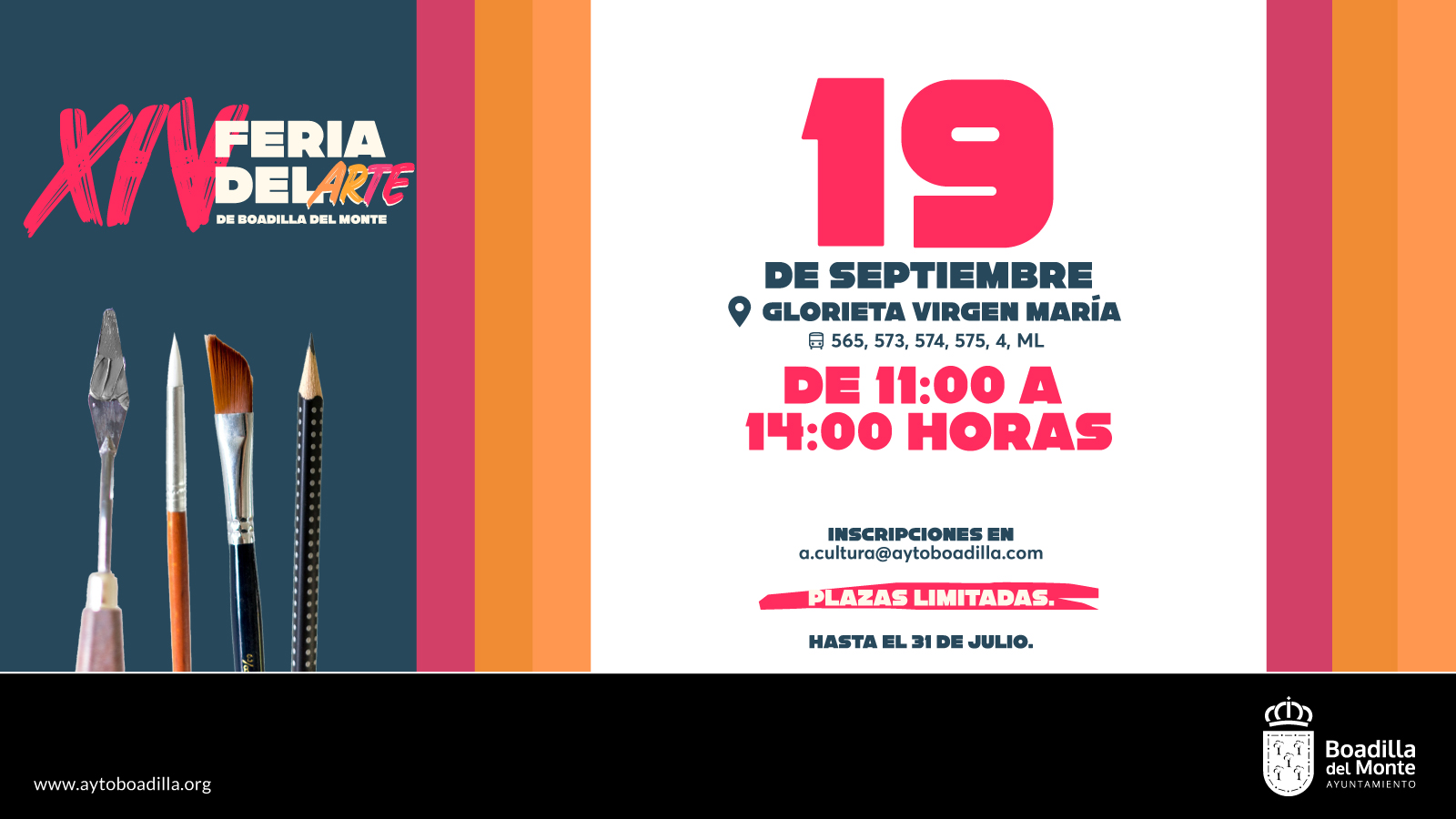 ABIERTO EL PLAZO DE INSCRIPCIÓN PARA PARTICIPAR EN LA FERIA DEL ARTE, QUE SE CELEBRARÁ EL 19 DE SEPTIEMBRE