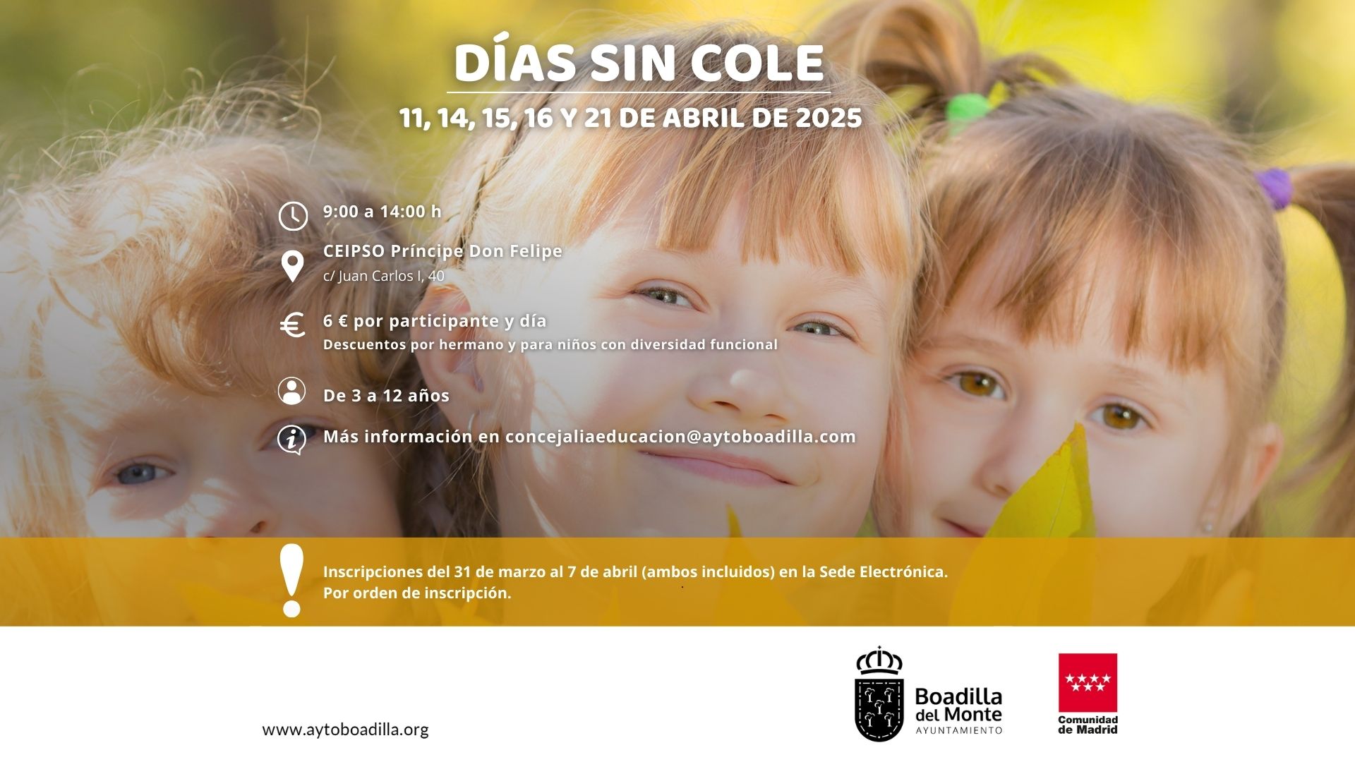 ABIERTA LA INSCRIPCIÓN PARA LOS DÍAS SIN COLE DE SEMANA SANTA EN EL CEIPSO PRÍNCIPE D. FELIPE