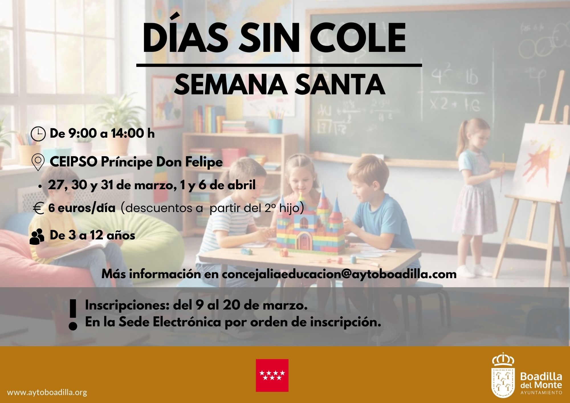 ABIERTA LA INSCRIPCIÓN PARA LOS DÍAS SIN COLE QUE SE OFRECERÁN EN SEMANA SANTA