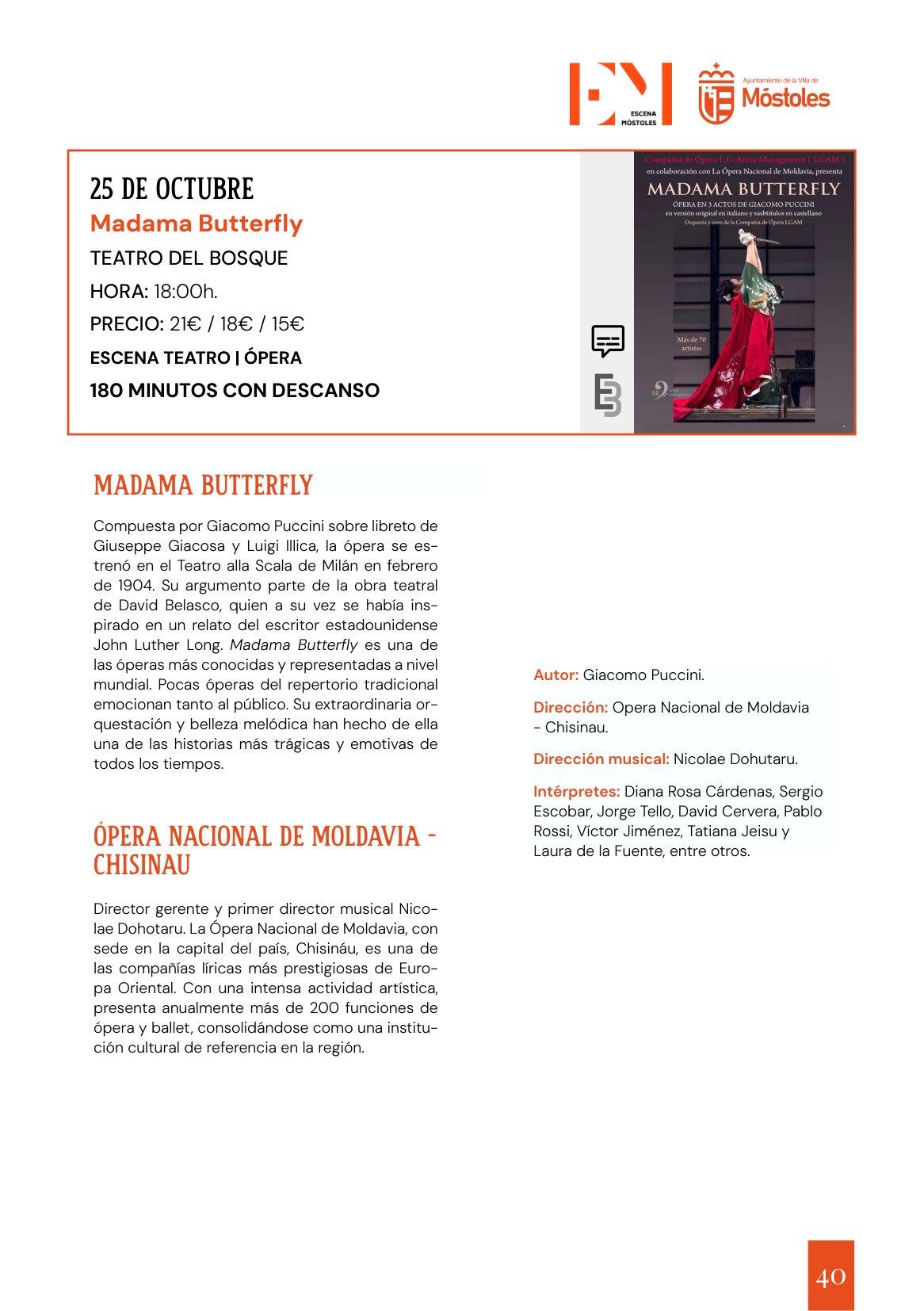 La ópera “Madama Butterfly” y el flamenco de Maui destacan en la agenda cultural de Móstoles