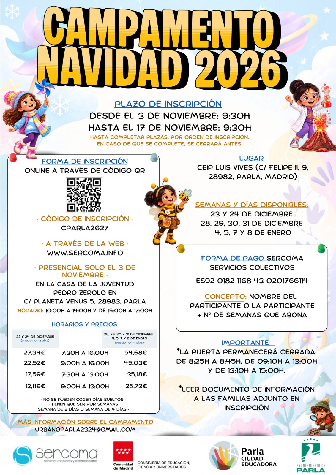 SE ABRE EL PLAZO DE INSCRIPCIÓN PARA EL CAMPAMENTO URBANO DE NAVIDAD DEL AYUNTAMIENTO