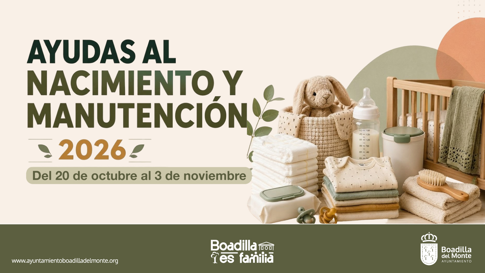 DEL 20 DE OCTUBRE AL 3 DE NOVIEMBRE SE PUEDEN SOLICITAR LAS AYUDAS POR NACIMIENTO Y MANUTENCIÓN