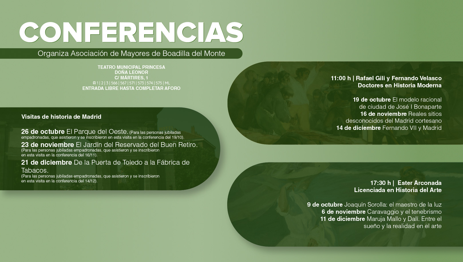 LA ASOCIACIÓN DE MAYORES ORGANIZA CONFERENCIAS SOBRE HISTORIA Y ARTE, Y TRES VISITAS CULTURALES POR MADRID