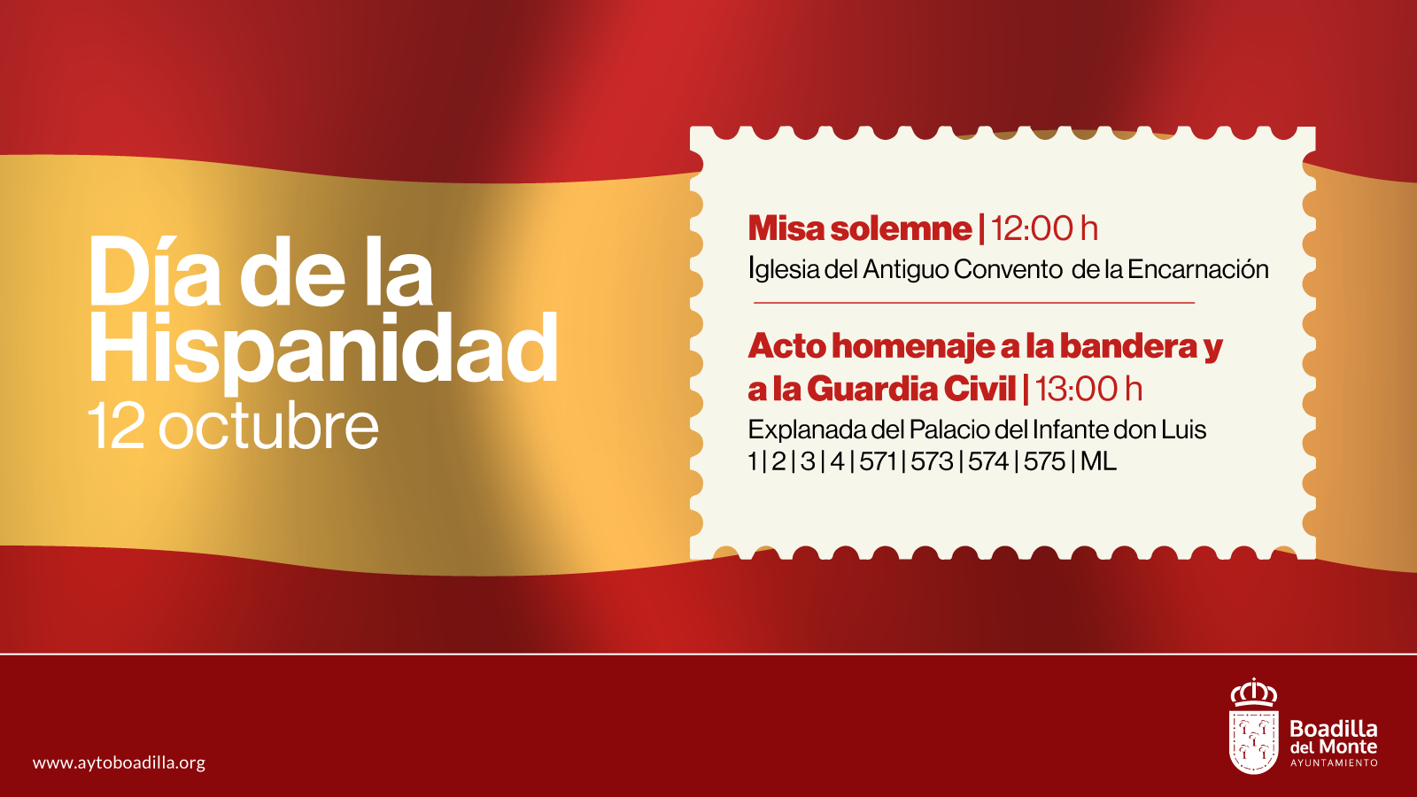 BOADILLA CELEBRARÁ EL DÍA DE LA HISPANIDAD CON UNA MISA SOLEMNE Y UN ACTO DE HOMENAJE A LA BANDERA