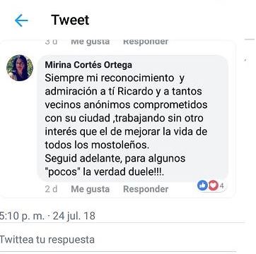 Captura twitter de Mirina de mostoles opinion