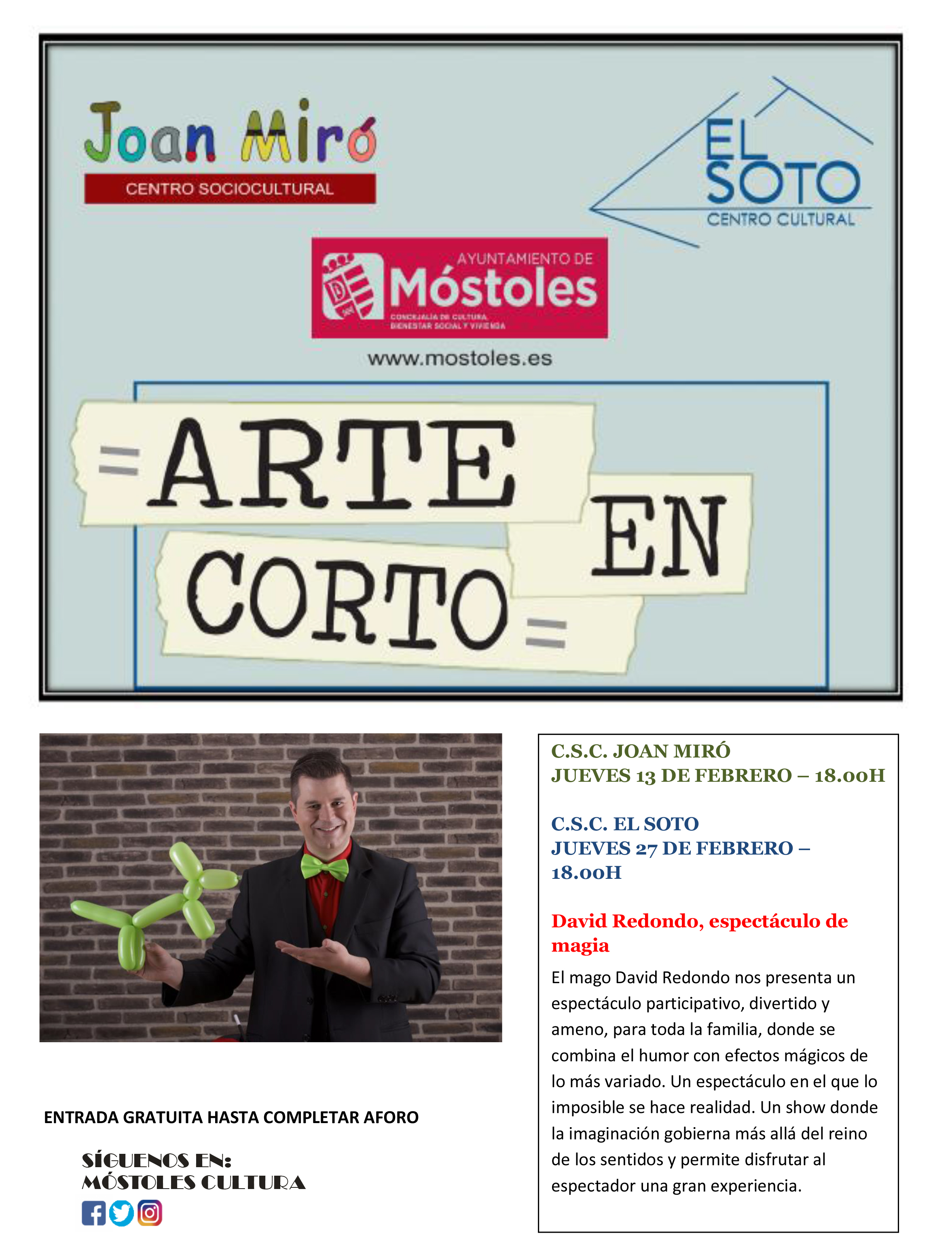 Texto Alternativo: Espectáculo de magia con David Redondo en Arte en Corto
