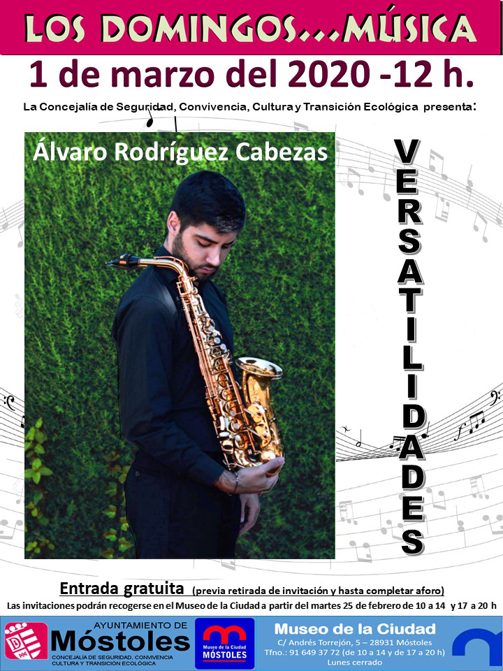 Texto Alternativo: El Museo de la Ciudad presenta un concierto a cargo del saxofonista Álvaro Rodríguez Cabezas