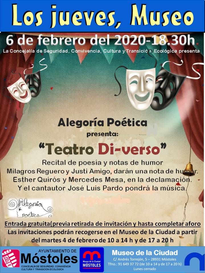 Texto Alternativo: El Museo de la Ciudad organiza el recital poético y de humor “Teatro Di-verso”, a cargo del grupo Alegoría Poética