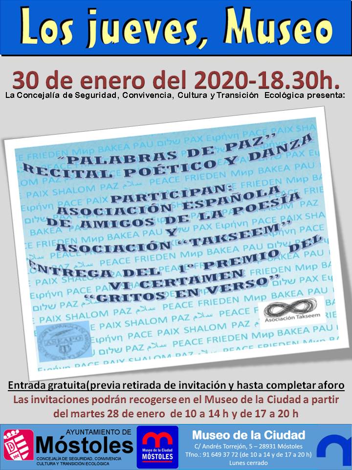 Texto Alternativo: El Museo de la Ciudad acoge el recital poético y de danza “Palabras de Paz”