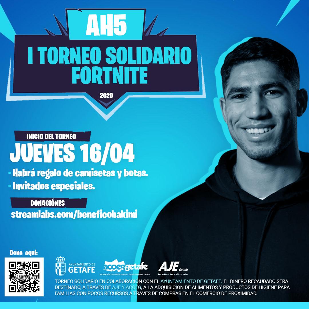 Texto Alternativo: El getafense Achraf Hakimi crea un torneo solidario de Fortnite para realizar donaciones a familias de la ciudad