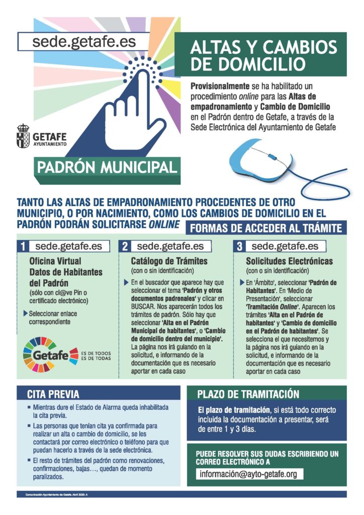 Texto Alternativo: Los vecinos de Getafe ya pueden hacer los trámites del padrón de forma telemática