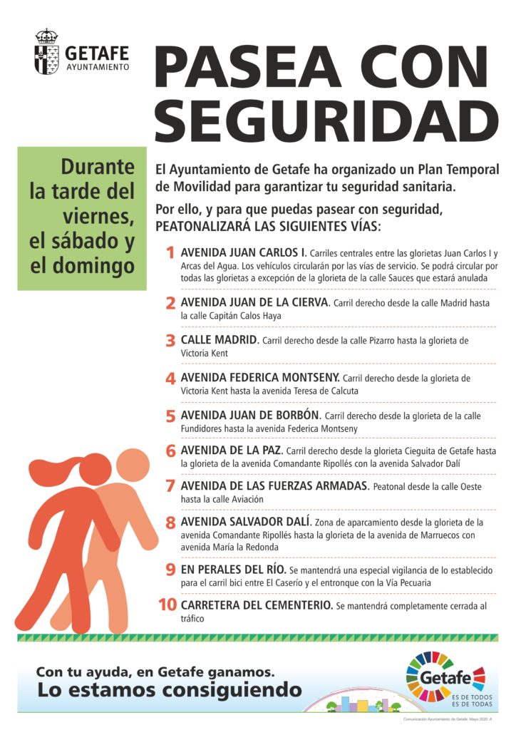 Texto Alternativo: El Ayuntamiento de Getafe peatonalizará varias calles y abrirá dos parques durante el fin de semana