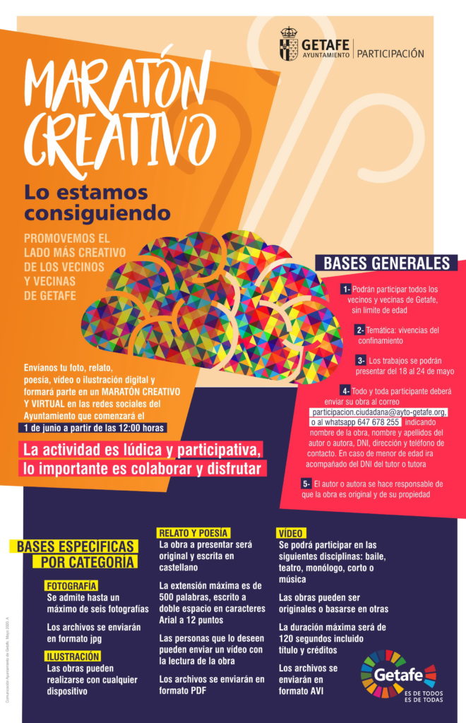 Texto Alternativo: El Ayuntamiento de Getafe organiza el Maratón Creativo ‘Lo estamos consiguiendo’