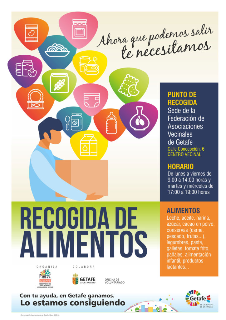Texto Alternativo: Recogida de alimentos en Getafe para las familias con escasez de recursos a causa de la crisis de la COVID-19