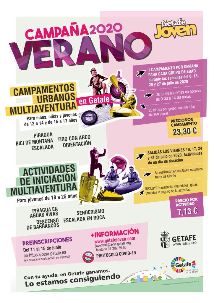 Texto Alternativo: Campamentos urbanos y actividades multiaventura para edades entre 12 y 25 años. Oferta de Juventud para el verano.
