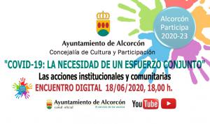 Texto Alternativo: Cultura y Participación invita a las asociaciones a participar en un encuentro digital titulado ‘Covid-19: La necesidad de un esfuerzo conjunto’