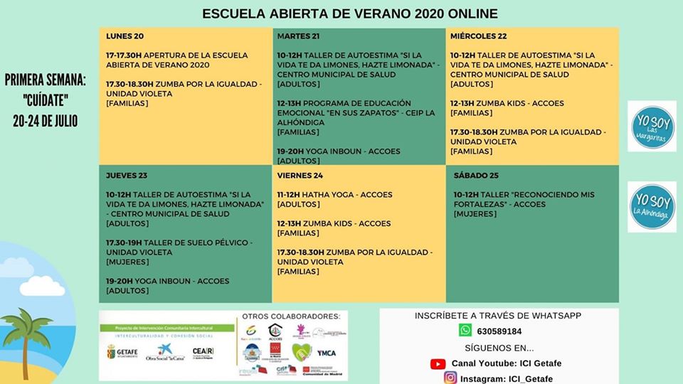 Texto Alternativo: La Escuela Abierta de Verano 2020 se reinventa y ofrece a vecinos y vecinas actividades virtuales de fomento de la convivencia y los cuidados