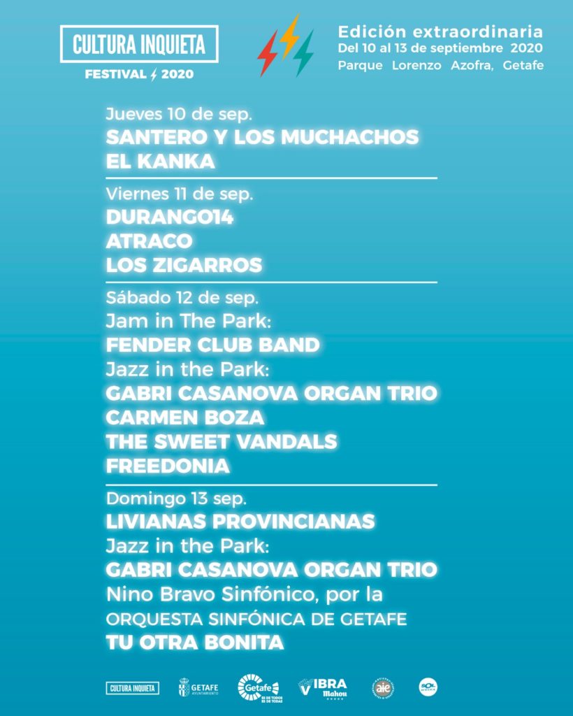 Texto Alternativo: El Kanka, Carmen Boza, Tu Otra Bonita o la Orquesta Sinfónica de Getafe en Cultura Inquieta 2020