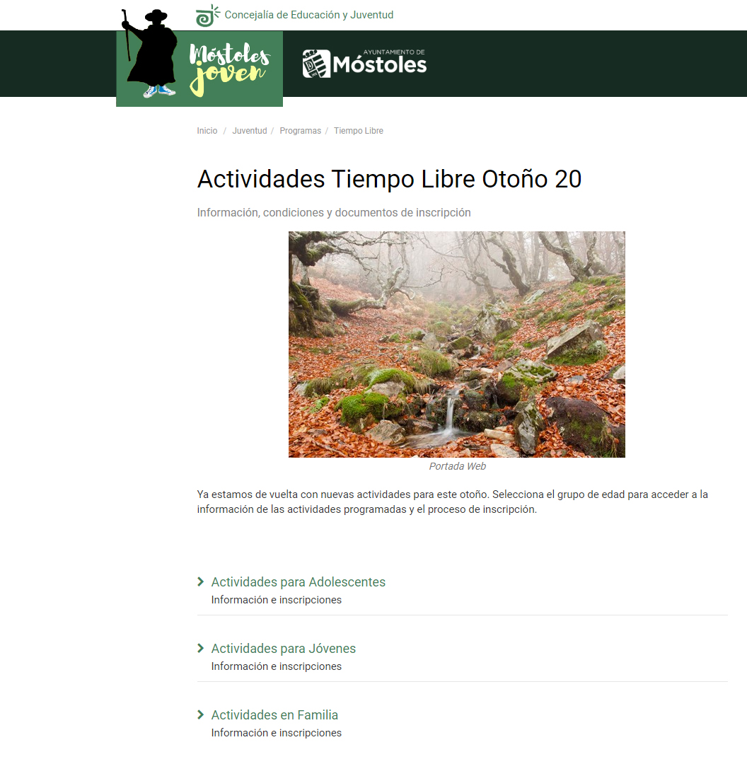 Texto Alternativo: Arrancan las actividades municipales de tiempo libre de otoño para adolescentes, jóvenes y familias