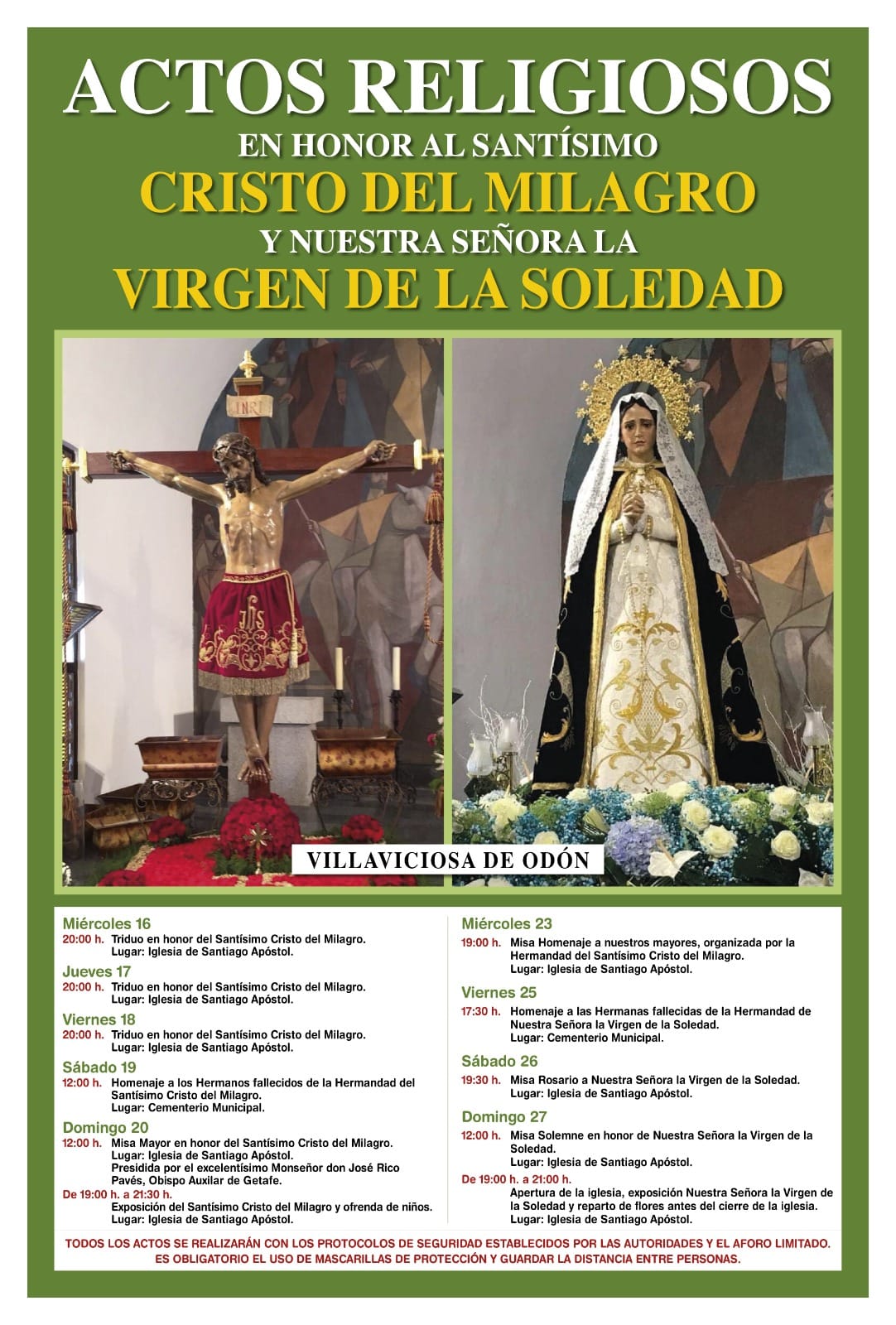 Texto Alternativo: Las hermandades celebran diferentes actos religiosos en honor al Santísimo Cristo del Milagro y Nuestra Señora la Virgen de la Soledad