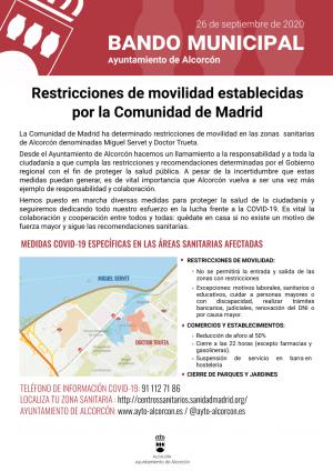 Texto Alternativo: Alcorcón hace un llamamiento a la colaboración ante las nuevas restricciones y exige a la Comunidad de Madrid la dotación de los recursos personales y materiales necesarios