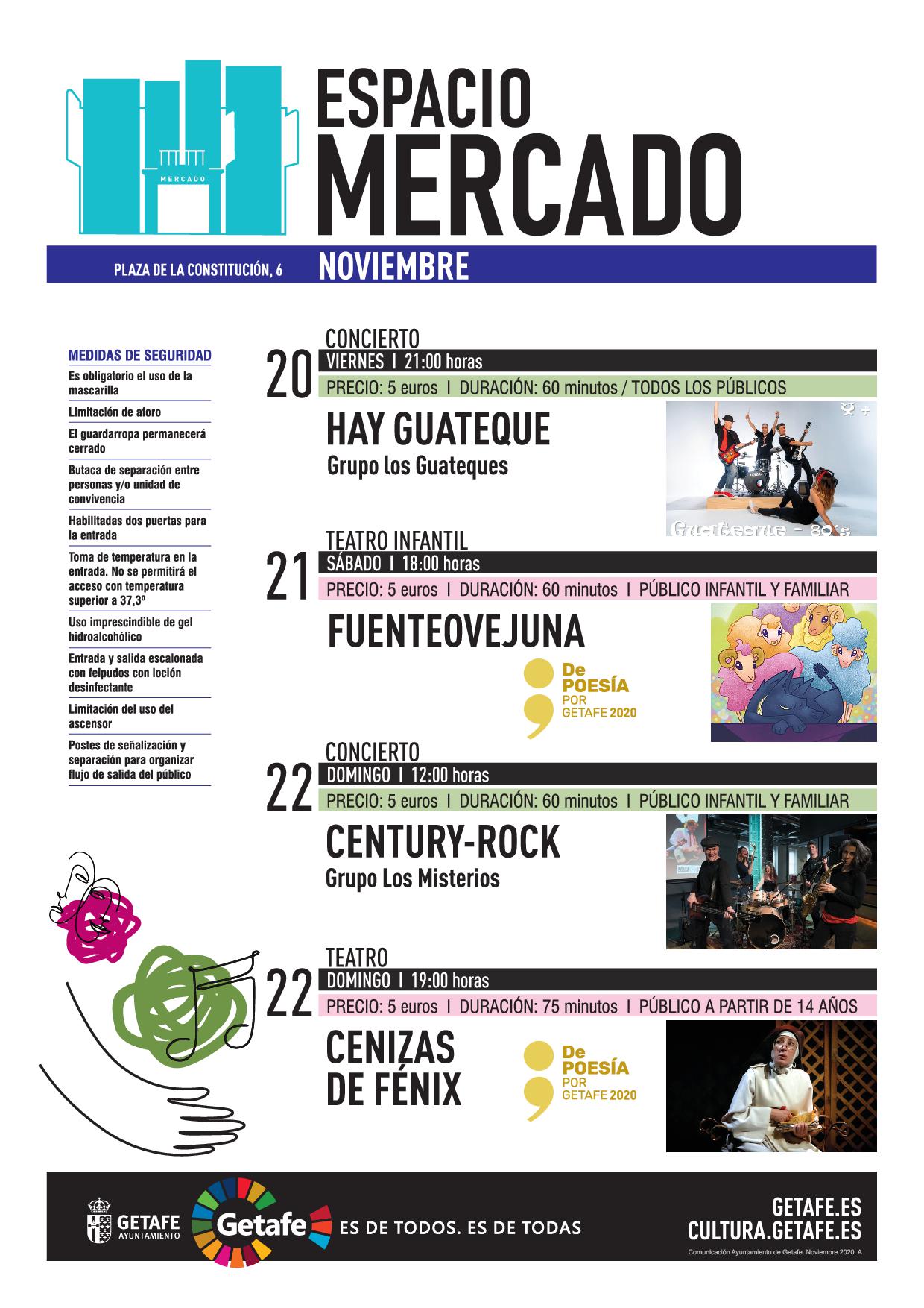 Texto Alternativo: Programación Espacio Mercado los días 20, 21 y 22 de Noviembre.