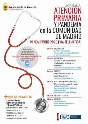 Texto Alternativo: Alcorcón acoge las Jornadas de Atención Primaria y Pandemia en la Comunidad de Madrid vía telemática