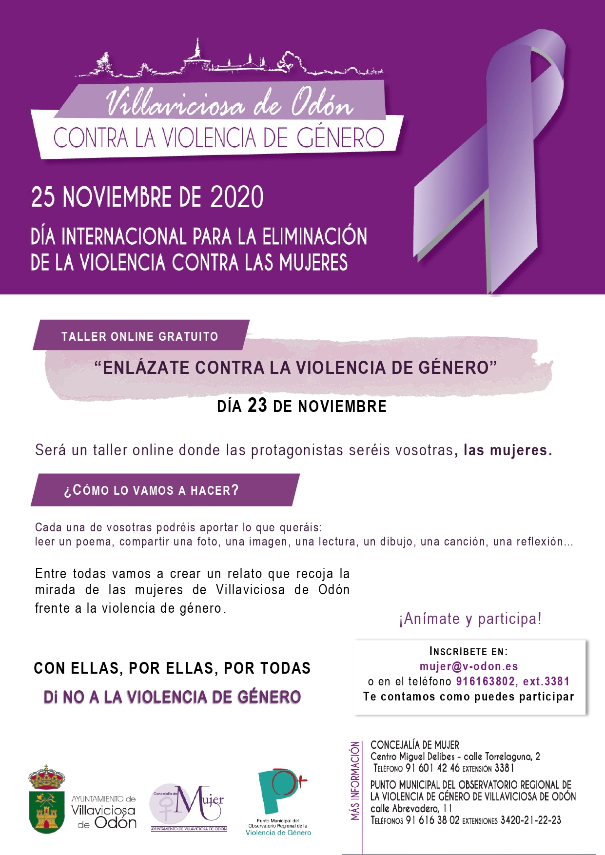 Texto Alternativo: Participa en el taller ‘Enlázate contra la violencia de género’ con motivo del Día Internacional Para la Eliminación de la Violencia contra las Mujeres