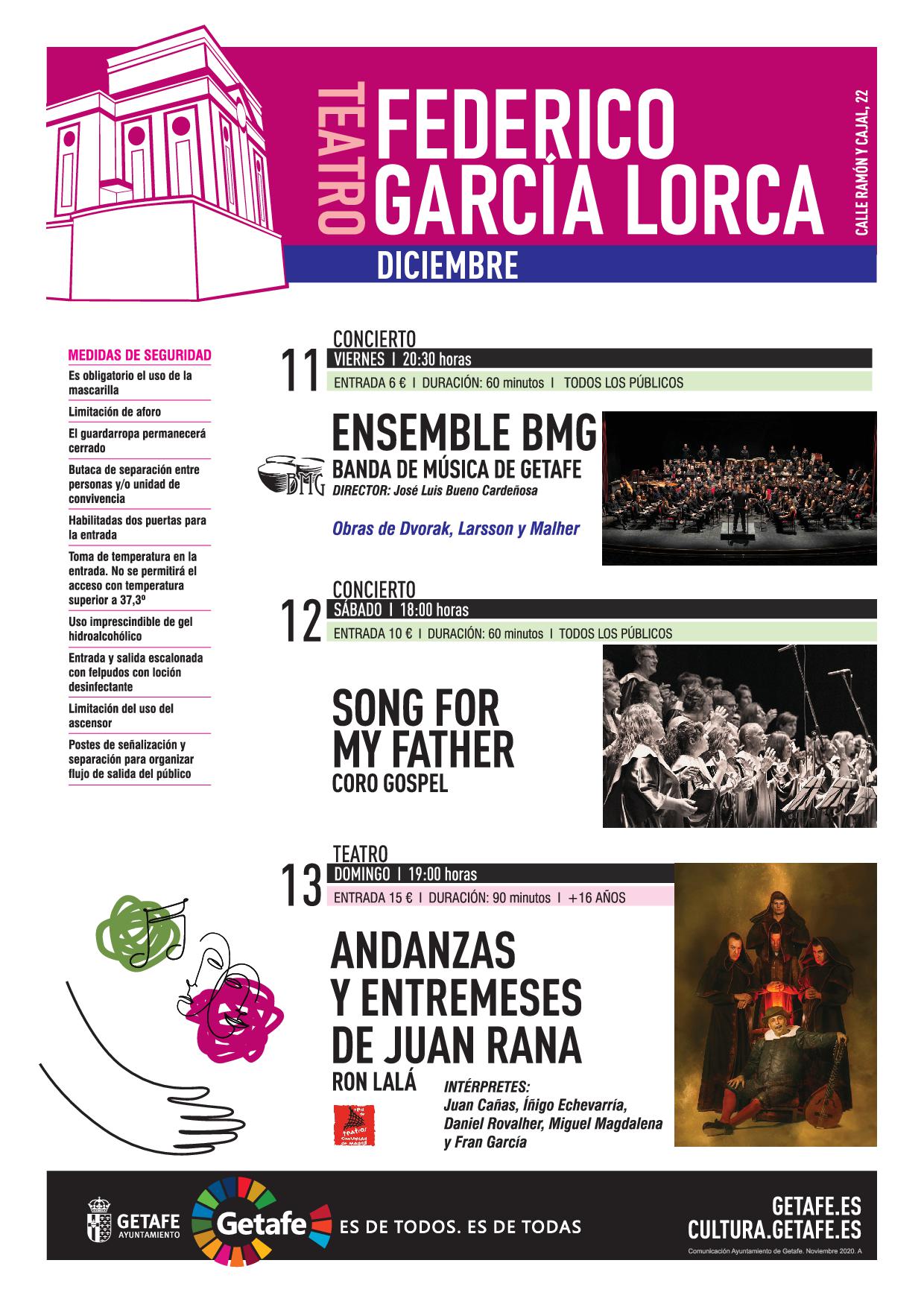 Texto Alternativo: Programación Teatro Federico García Lorca días 11, 12 y 13 Diciembre