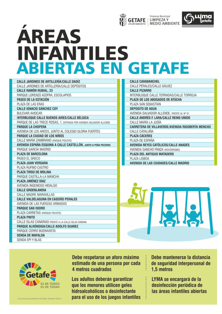 Texto Alternativo: Getafe abre 55 parques infantiles y todas las áreas biosaludables
