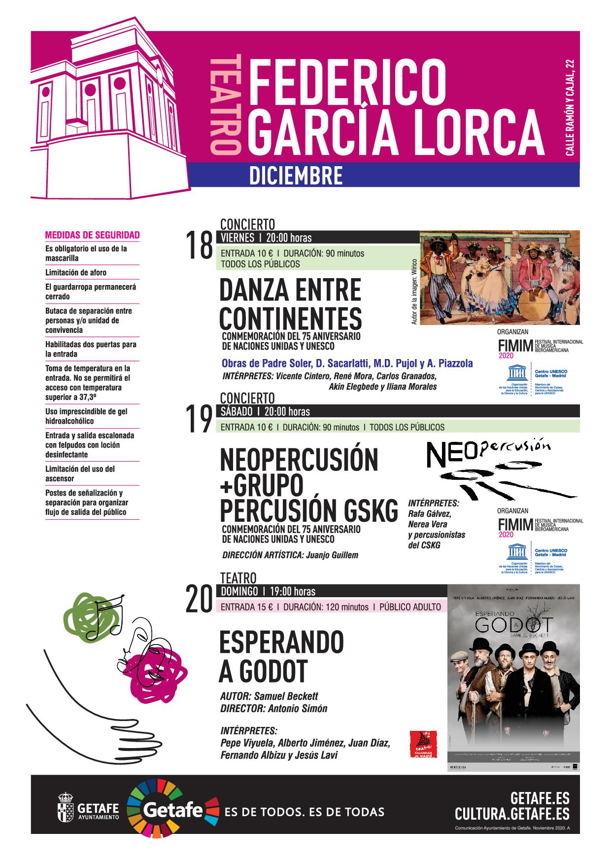 Texto Alternativo: Programación Teatro García Lorca los días 18,19 y 20 de Diciembre