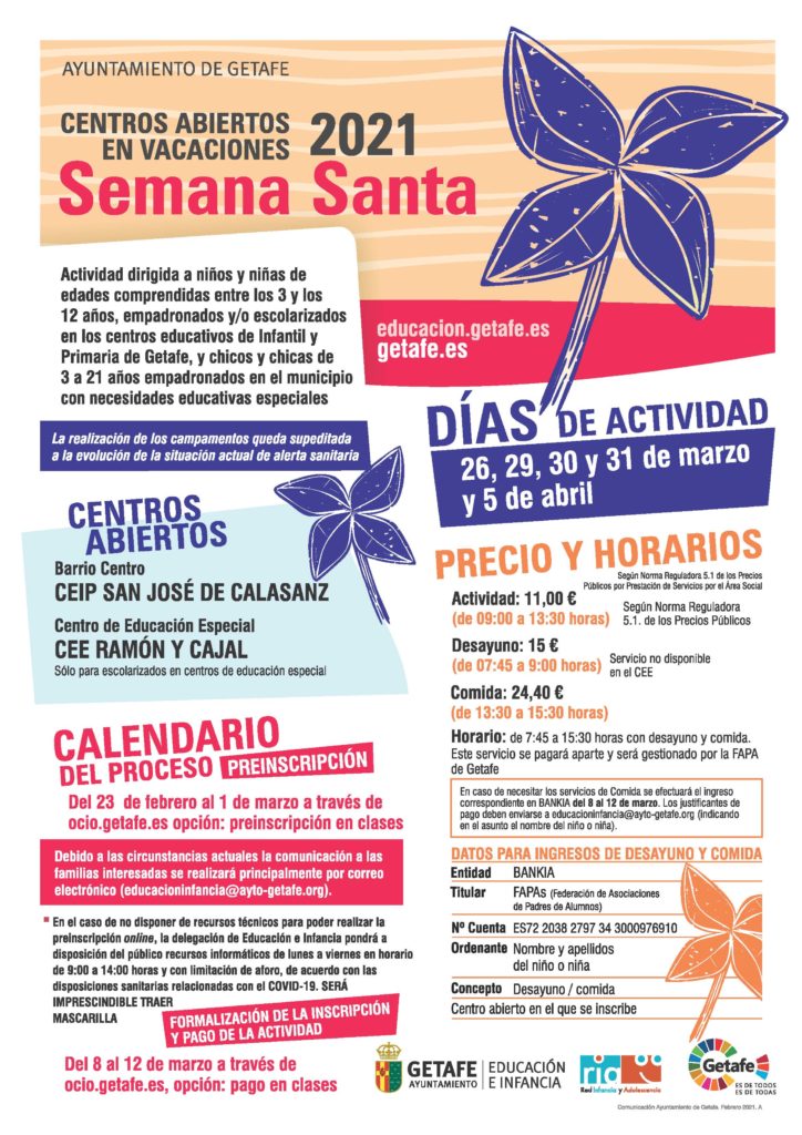 Texto Alternativo: Preinscripciones para los Centros Abiertos en Semana Santa a partir del 23 de febrero