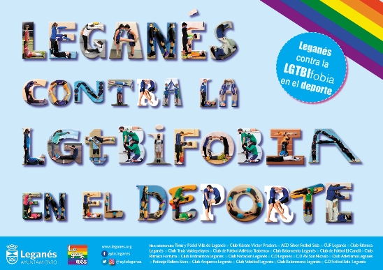 Texto Alternativo: Ayuntamiento, Legaynés y clubes locales suman sus fuerzas para poner en valor el espíritu abierto y tolerante de Leganés en el Día contra la LGTBIfobia en el deporte