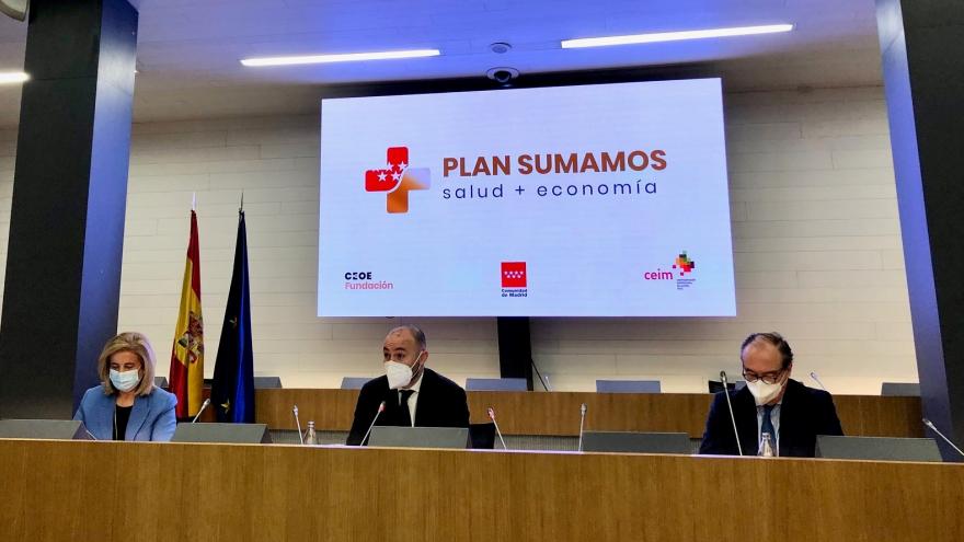 Texto Alternativo: La Comunidad y la Fundación CEOE trabajarán conjuntamente para preservar la salud y la economía