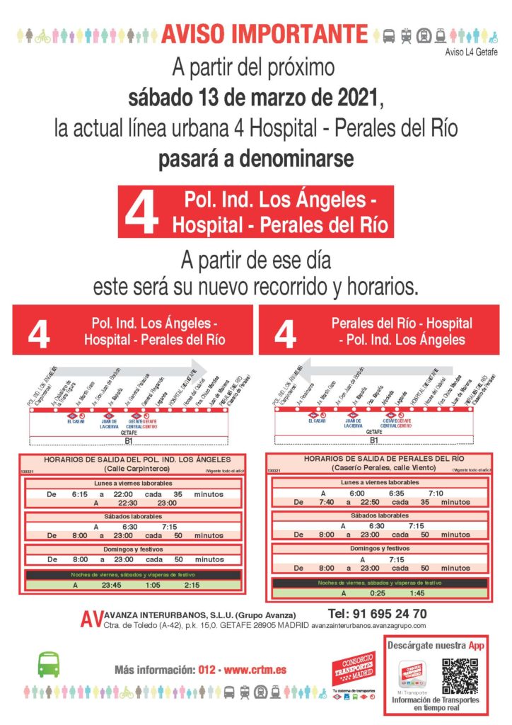 Texto Alternativo: La L4 cambia su recorrido y acorta el tiempo de llegada al Hospital desde Perales del Río