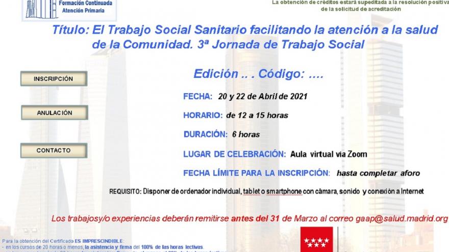 Texto Alternativo: Atención Primaria de la Comunidad celebra la III Jornada de Trabajo Social