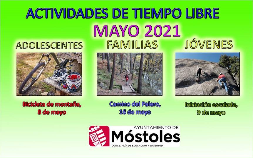 Texto Alternativo: Bicicleta de montaña, escalada en roca o ruta de senderismo, propuestas del Ayuntamiento de Móstoles para mayo