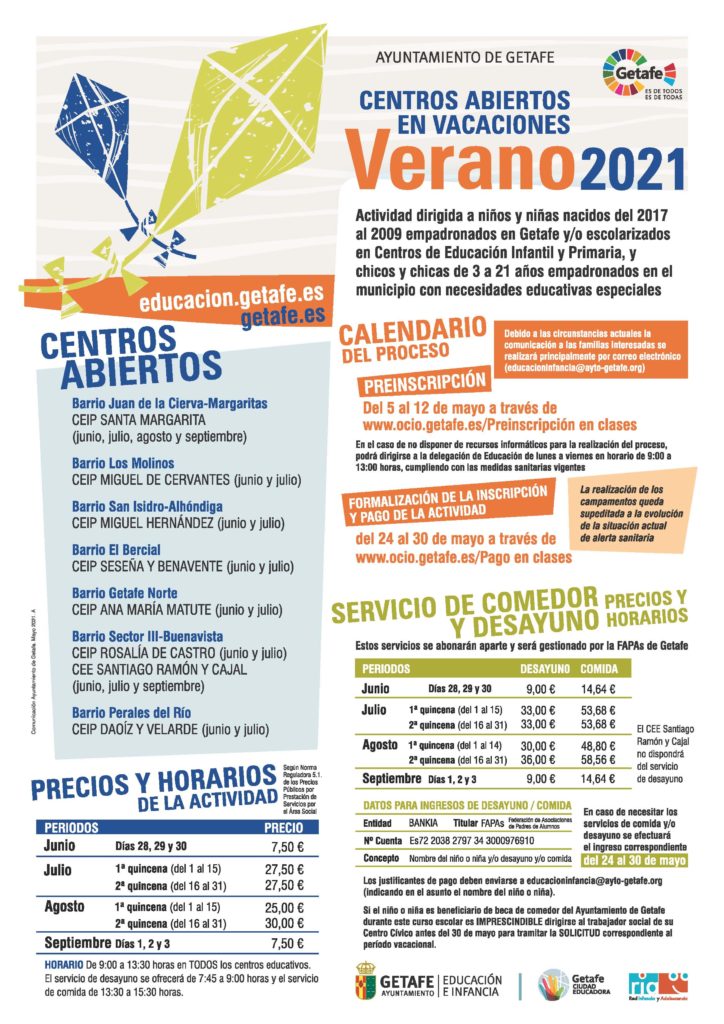 Texto Alternativo: Getafe abre el plazo de preinscripición para los Centros Abiertos en Vacaciones de Verano 2021